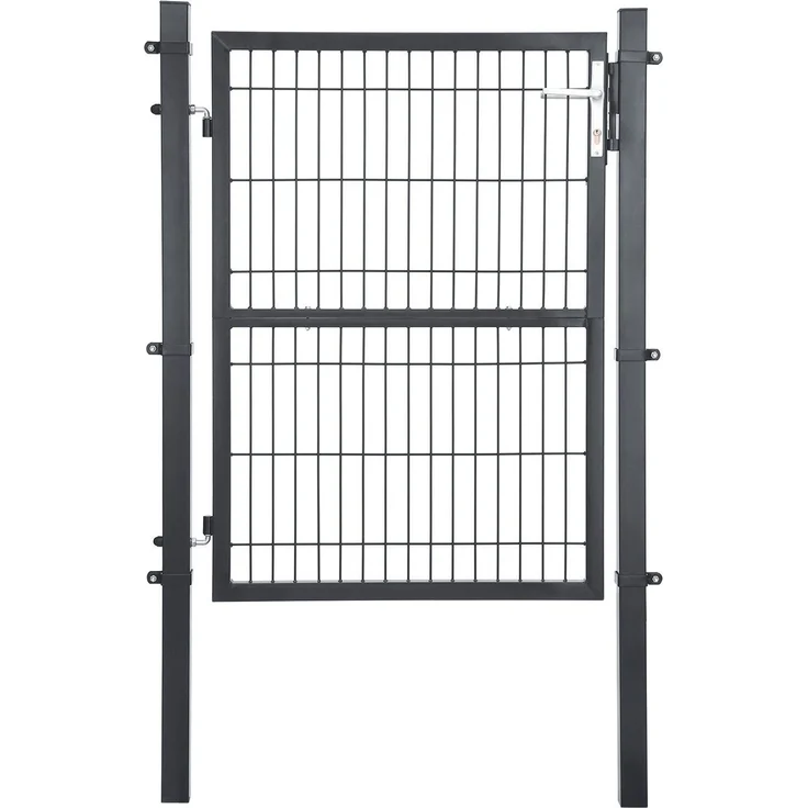 SONGMICS Gartentor aus verzinktem Stahl, Gartentür, Zauntor, Hoftor, mit Qualitätsschloss, Türklinke und Schlüssel, 106 x 125 cm (L x H), grau GGD175GY – Bild 1
