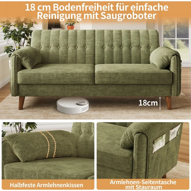 2-Sitzer Sofa B 161,5 x T 79 x H 83,5 cm aus Chenille mit Knopfheftung – Bild 7