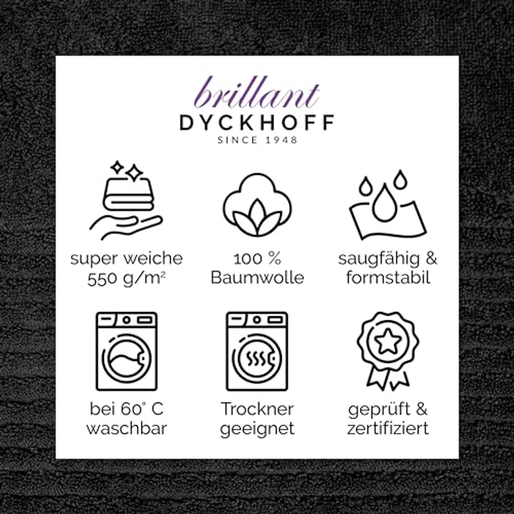 Dyckhoff Handtuch Set Brillant, Walkfrottee (Set, 6-St), mit Streifenbordüre,4 Handtücher (50x100cm), 2 Duschtücher (70x140cm) – Bild 7