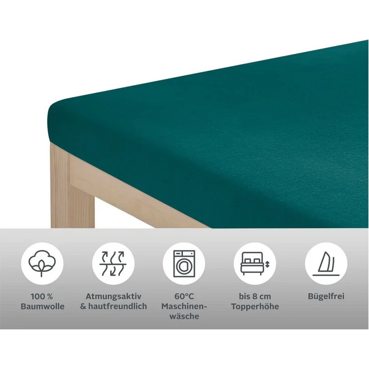 OTTO home Spannbettlaken Physalis Topper COMFORT, Jersey, Gummizug: rundum, (1 Stück), Baumwolle, Matratzen bis 10 cm Höhe, Bettlaken, Spannbetttuch, Laken – Bild 1