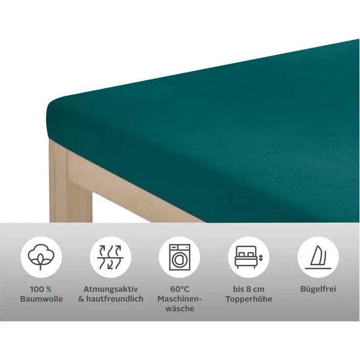 OTTO home Spannbettlaken Physalis Topper COMFORT, Jersey, Gummizug: rundum, (1 Stück), Baumwolle, Matratzen bis 10 cm Höhe, Bettlaken, Spannbetttuch, Laken
