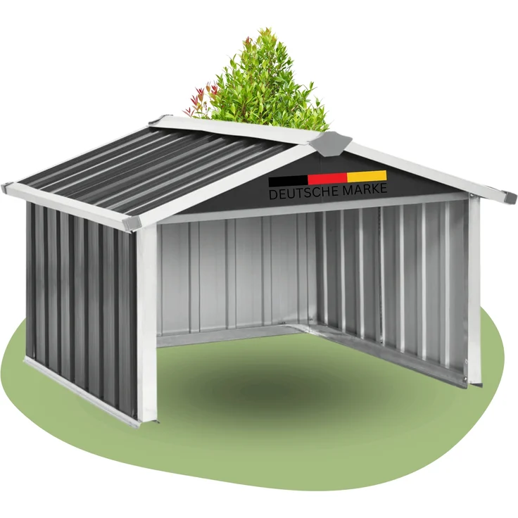 DELUKE® Mähroboter Garage aus Metall - 92x97x63cm | Dach Carport Überdachung für Rasenmäher Rasenroboter Automower Garten Mährobotergarage Regenschutz für Rasenmäher, Anthrazit – Bild 1