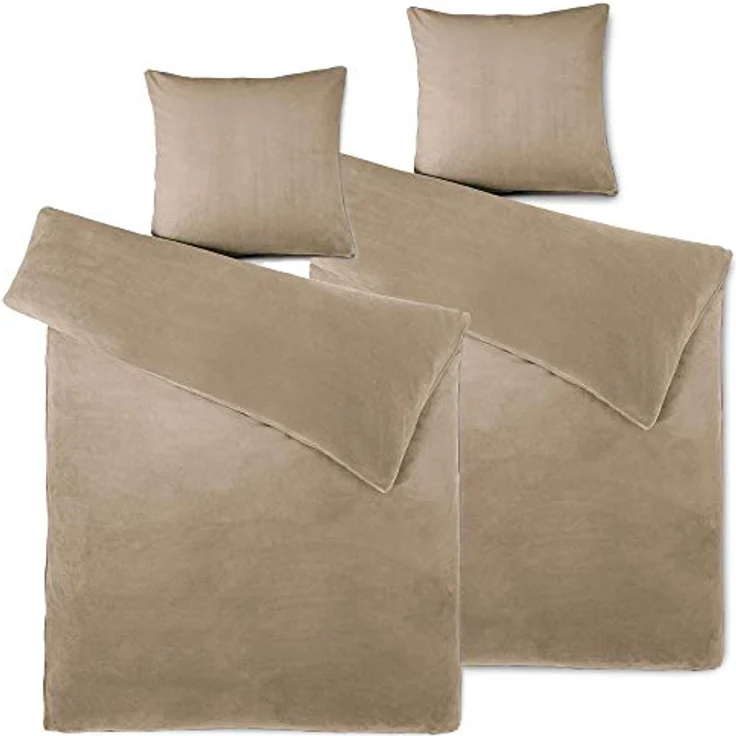 aqua-textil Bettwäsche Feelwell Bettgarnitur Thermo Fleece Flausch 4tlg. 135x200 cm taupe, Coral-Fleece, Mikrofaser, 4 teilig – Bild 2