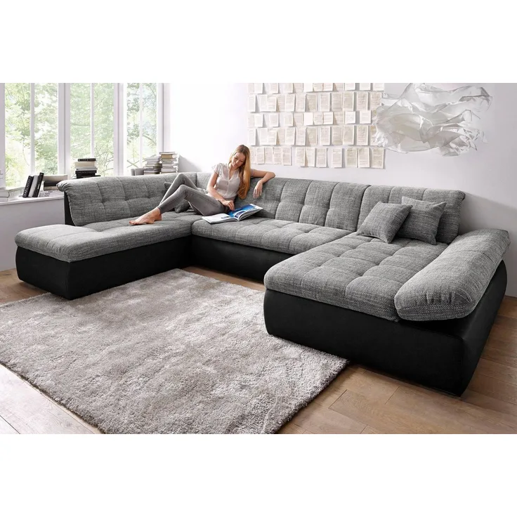 DOMO collection Wohnlandschaft Moric U-Form auch in Cord, im XXL-Format, wahlweise mit Bettfunktion und Armlehnenverstellung
