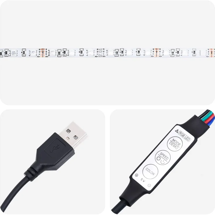 vidaXL Bettrahmen mit LED-Lichtleisten Grau Sonoma Holzwerkstoff 8008995 – Bild 9