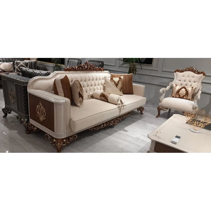 Xlmoebel Polstergarnitur Elegantes Barock Sofa-Ensemble mit luxuriösen Verzierungen, (Sofagarnitur, 3-tlg, 4tlg. Sofagarnitur 3 + 1 + 1 Sitzer + Couchtisch), Hergestellt in Europa – Bild 2
