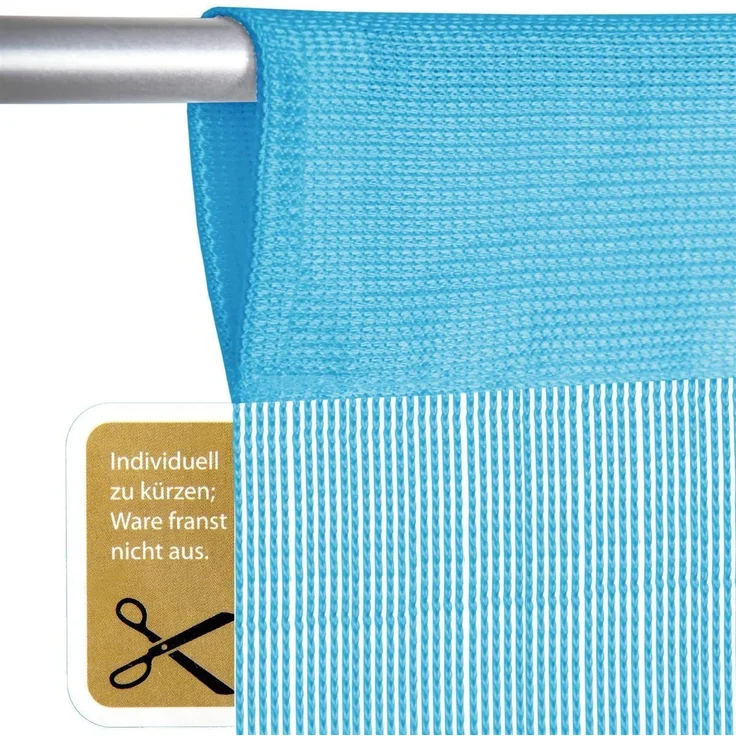 Fadenvorhang mit Stangendurchzug, individuell kürzbare Gardine, moderner und eleganter Dekorationsartikel in vielen Farben und Ausführungen Stangendurchzug Hiimmelblau 140x250 cm – Bild 5