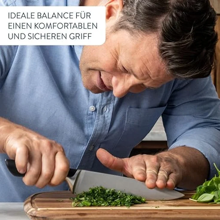 Jamie Oliver by Tefal K26702 Fleisch-/Schinkenmesser 20 cm | hohe Schneideleistung | unverwechselbares Design | widerstandsfähige und langlebige Klingen | Edelstahl/Schwarz – Bild 6