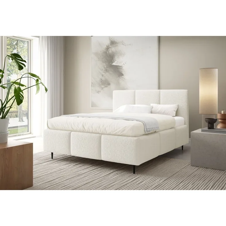 Polsterbett Schlafzimmerbett MIAMI Komplettset 180x200 cm in Stoff Lambi Creme