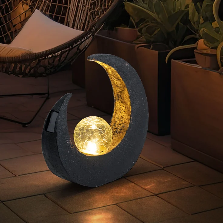 2er Set LED Solarleuchten mit Glas Kugel in Crackle Optik – Bild 4