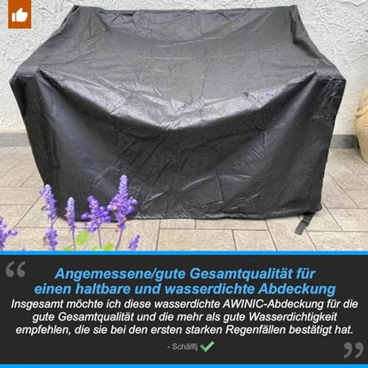 Awnic Gartenbank Abdeckung Hülle für Schutzhülle Abdeckplane Gartenbank Wasserdicht 210D 3 Sitzer 160X70X60/88cm – Bild 8