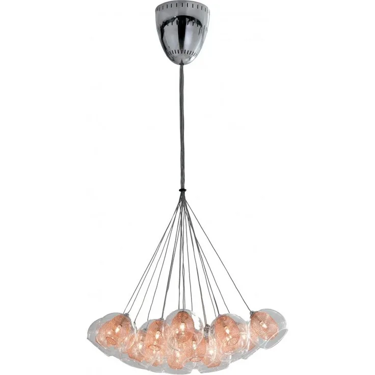 Pendelleuchte Hängeleuchte Hänge Deckenleuchte Metall Glas kupfer Ø. 60 H 145 cm