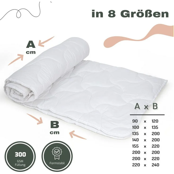 livessa Kunstfaserbettdecke Mikrofaser Bettdecke Steppdecke Ganzjahresdecke 300g/m² Atmungsaktiv, Füllung: Hohlfaser, Bezug: Mikrofaser, Atmungsaktiv, feuchtigkeitsregulierend, leicht und formstabil – Bild 3