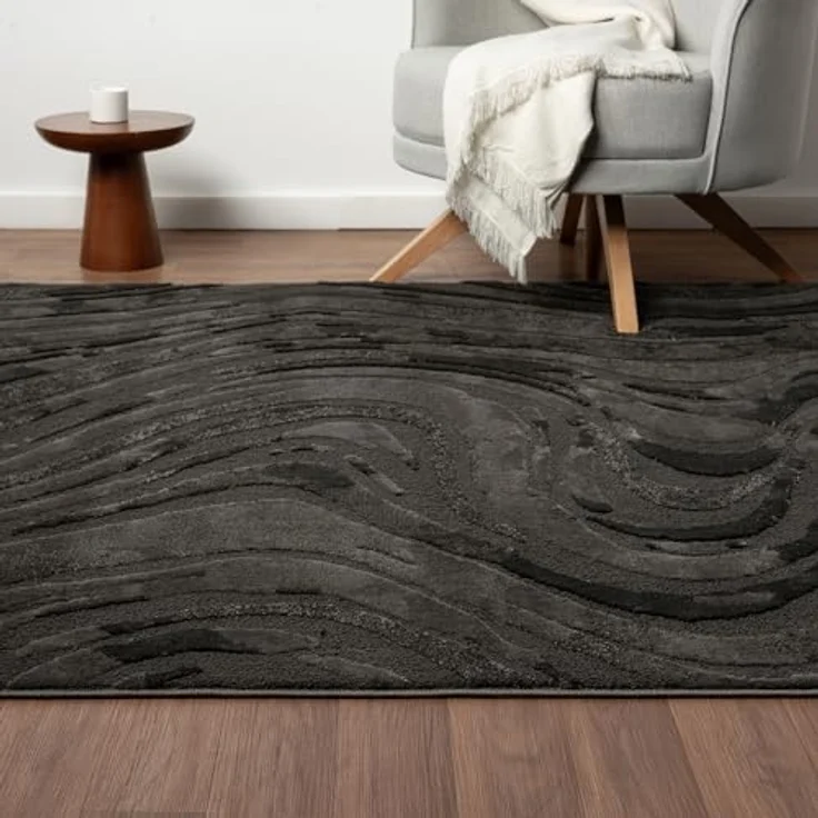 Vimoda Designteppich Teppich Wohnzimmer modern dicht & weich, Rechteckig, Höhe: 11 mm, Einfarbig, Wellenmuster, Läufer, Kurzflor, neues Design, ED Effekt – Bild 4