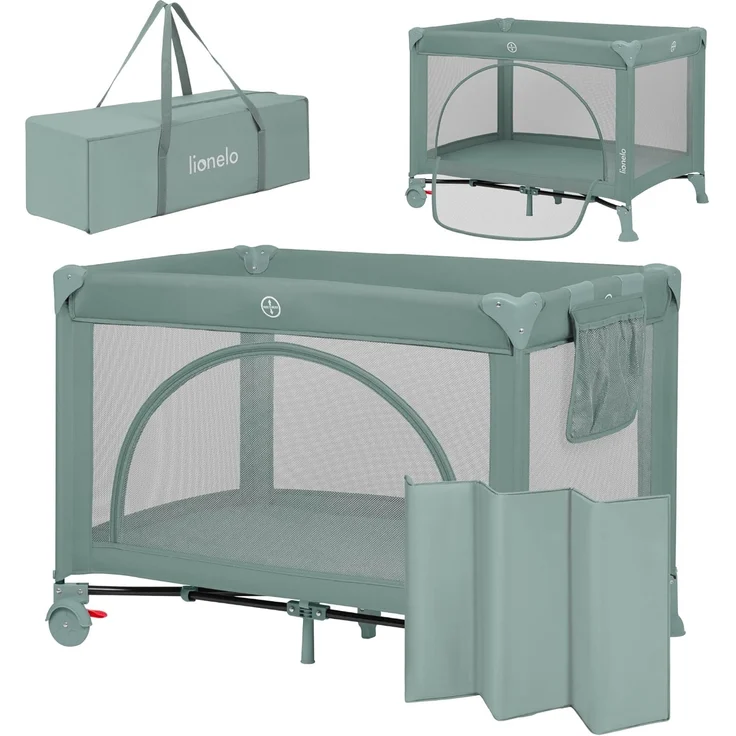 Lionelo Laura 2-in-1 Reisebett bis zu 15 kg Laufgitter von 0 bis 36 Monate Seitlicher Einstieg T25 Schaumstoffmatratze, 2 Höhenstufen, Reisetasche, Räder mit Bremse – Bild 1