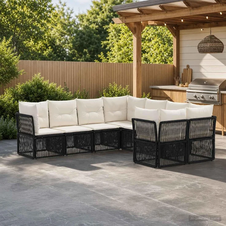 vidaXL Gartensofa-set 8 stk. 8-Sitzer Schwarz Poly-Rattan 3434446 – Bild 2