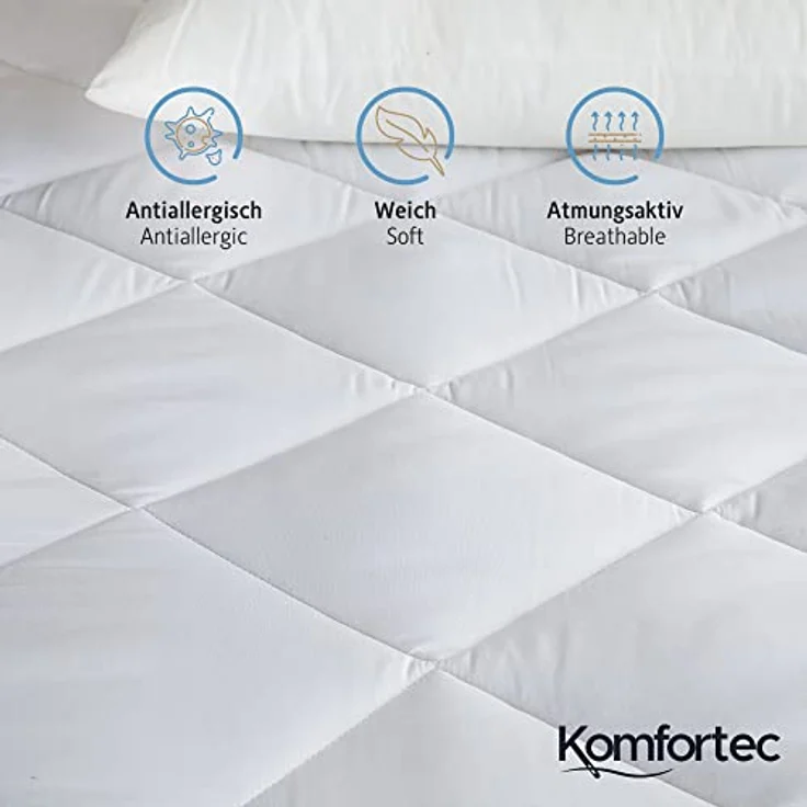 Matratzenauflage 500 g/m², 90x200, 120x200, 140x200, 160x200, 180x200 oder 200x200 cm Komfortec, 1&2 Stück Atmungsaktiv Matratzenschoner, Allergiker Matratzenschutz – Bild 5