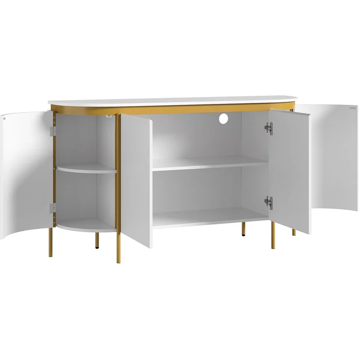ZUBALIYA Sideboard 140x38x80 cm, mit 4 Türen, aus MDF, Weiß – Bild 24