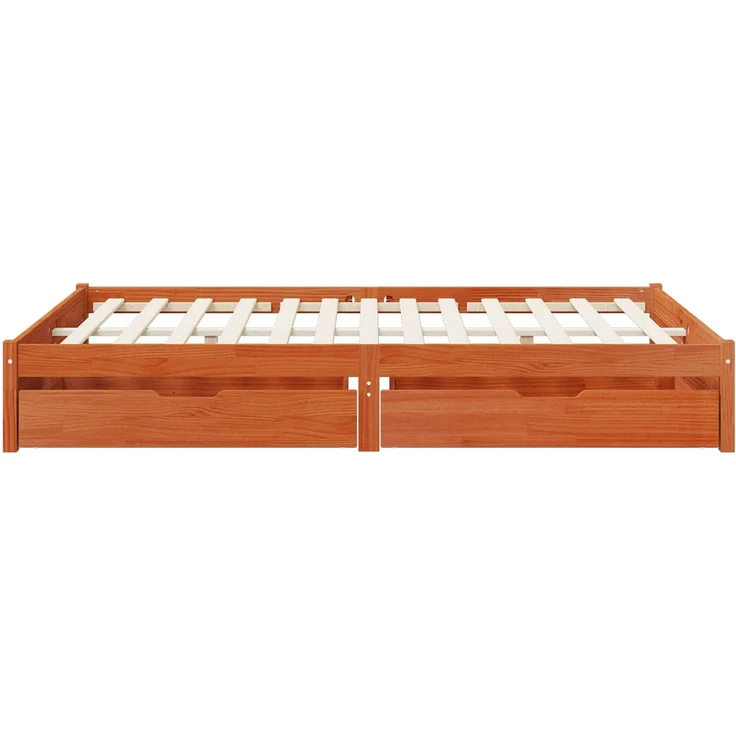 vidaXL Bettrahmen mit Schubladen Wachsbraun Massivholz Kiefer 3423809 – Bild 7