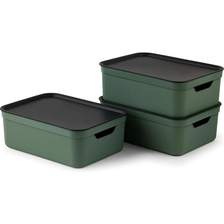 Rotho Jive 3er-Set Aufbewahrungsbox 10l mit Deckel