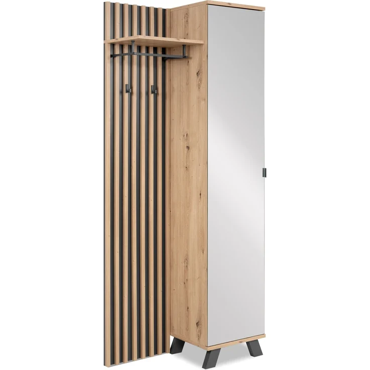 Kompaktgarderobe >Medan< in Dekor Artisan Oak / anthrazit - 80x190x37cm (BxHxT) – Bild 10