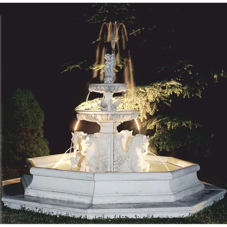 Casa Padrino Barock Springbrunnen mit Umrandung Weiß Ø 320 x H. 215 cm