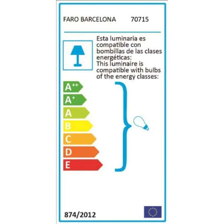 FARO BARCELONA 70715 KUBICK Wandleuchte grau, geeignet für E27 Leuchtmittel bis 60 W, Energieklasse A++ bis E – Bild 3
