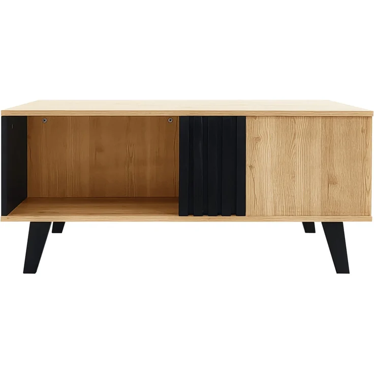 DESVIAE Sideboard-Set 3-tlg. mit LED-Beleuchtung und Stauraum, Spanplatte/Glas, Schwarz/Holzfarbe, 140x78,5x41 cm – Bild 6