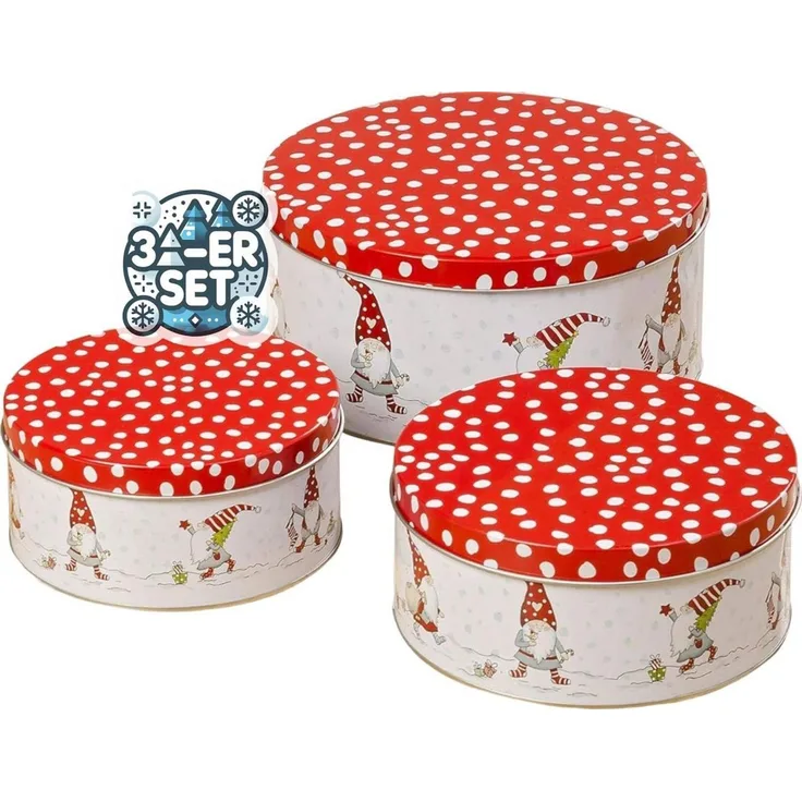 BOLTZE GRUPPE Keksdose CasaJame 3er Set Keksdose Plätzchendose Weihnachten Wichtel rot V14