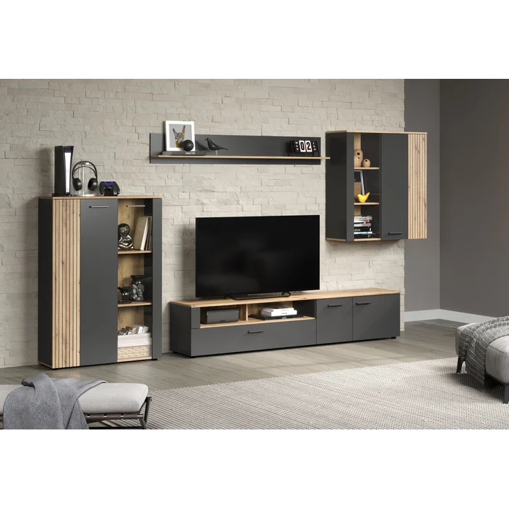 Wohnwand Esteban in grau und Eiche Evoke 340 cm – Bild 10