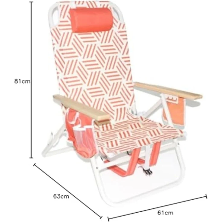 Lifetime Garden Campingstuhl Faltbar - Strandstuhl mit Tragegurten - Klappstuhl bis 110kg - Faltstuhl mit Kopfkissen - Faltbarer Angelstuhl - 61 x 61 x 81 cm - Polyester - Rosa – Bild 2