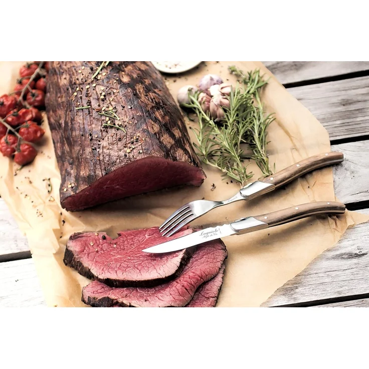 Laguiole Style de Vie Steakmesser LAGUIOLE STEAKMESSER SET "LUXIVIO", Edelstahl, Olivenholz, 6 Messer (6 Stück) – Bild 6