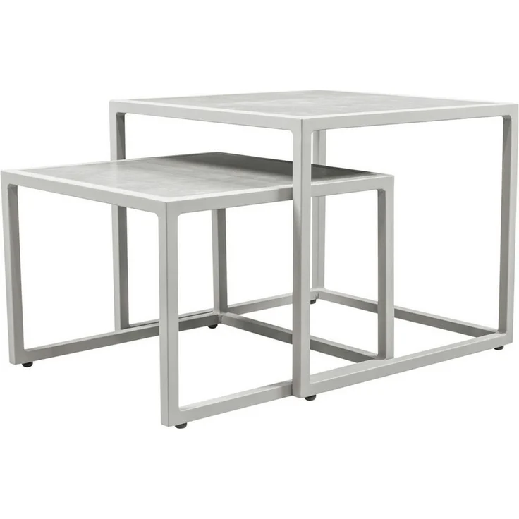 bene living Beistelltisch Dalias 50 x 50 cm - Aluminium (2-St, 2er Set), ineinanderschiebbar, wetterfest und flexibel kombinierbar – Bild 1