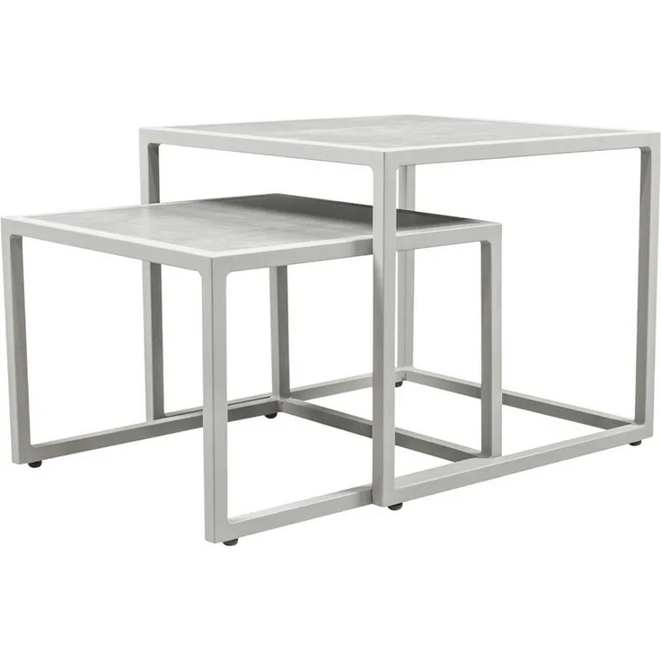 bene living Beistelltisch Dalias 50 x 50 cm - Aluminium (2-St, 2er Set), ineinanderschiebbar, wetterfest und flexibel kombinierbar