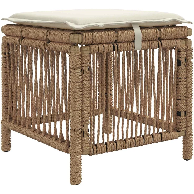 vidaXL Garten Essgruppe mit Kissen 3 pcs Beige und Creme Poly-Rattan 42026752 – Bild 2