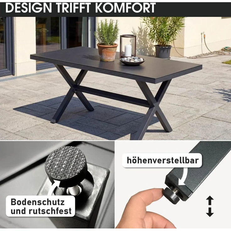 BRAST Gartenlounge-Set Aluminium Adria, viele Varianten & Module, (Loungemöbel Essgruppe Gartenmöbel, bis zu 5 Personen, Sofa Sessel Tisch), Esstisch – Bild 4