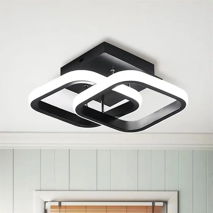 DELIPOP – Moderne LED – Deckenleuchte 22 W – 6500 K, 2er – Set quadratisch, ideal für Wohnzimmer, Schlafzimmer, Flur, Küche, Esszimmer – Schwarz – 25x17x10cm