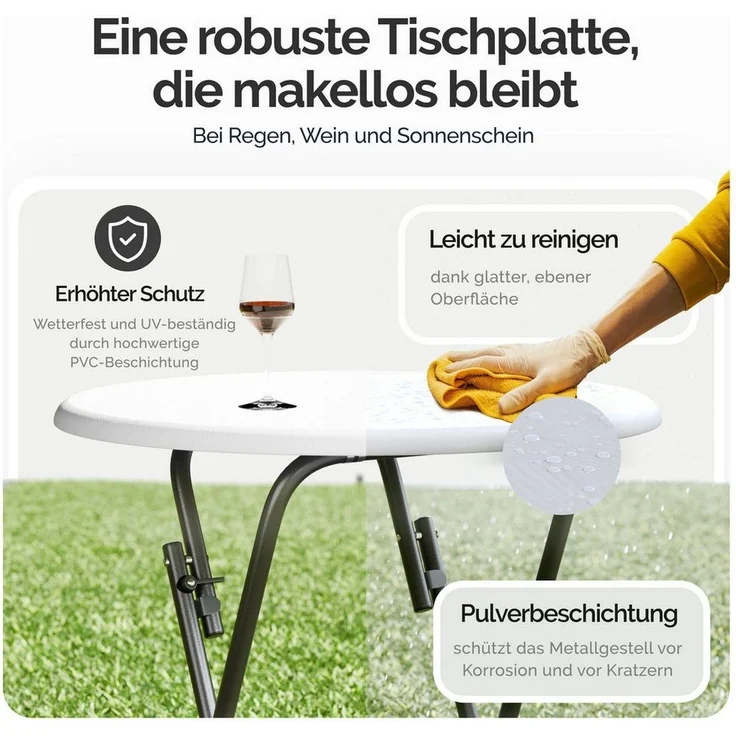 Casaria Stehtisch Klappbar, Holz Optik Weiß, 60cm – Bild 2