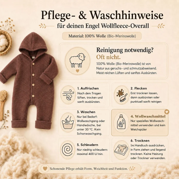 Engel Baby-Overall mit Kapuze, Holzknöpfen und Umschlag TOP – Bild 9