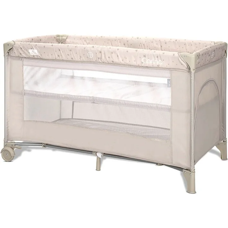 Lorelli Reisebett Carina 2 Ebenen Matratze Tragetasche faltbar Räder mit Bremse beige