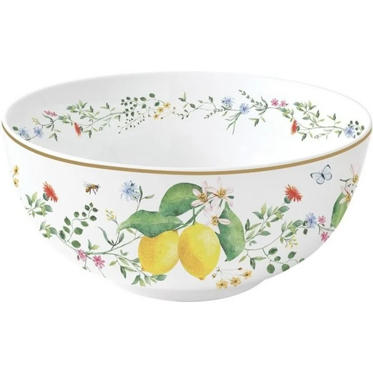 EasyLife Müslischale Fleurs et Citrons, Porzellan, Spülmaschinengeeignet, Mehrfarbig, Motiv: Zitronen – Bild 4