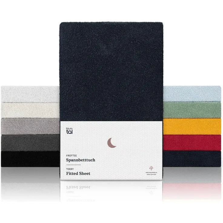 Blumtal® Frottee Spannbettlaken - Kuschelig weiches Bettlaken 200x200 cm, Oeko-Tex 100 Zertifiziert, bis 22cm Matratzenhöhe, Dark Ocean Blue -blau