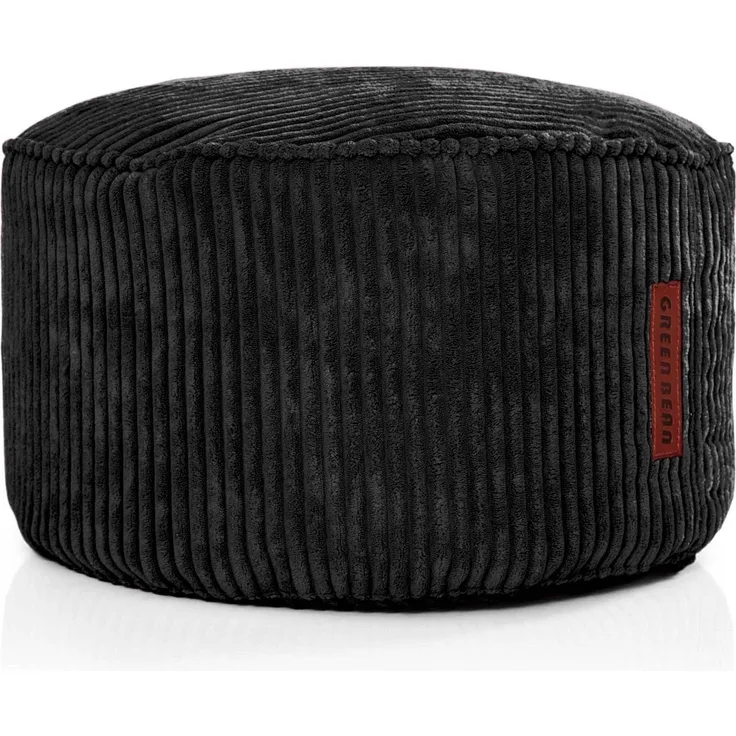 Green Bean© Pouf-Kissen 45x25 cm mit EPS-Perlen Füllung & Cordstoff Bodenkissen Liegekissen Sitzkissen Sitzhocker Sessel Kinder Erwachsene Stoff Hocker Ablage Schwarz