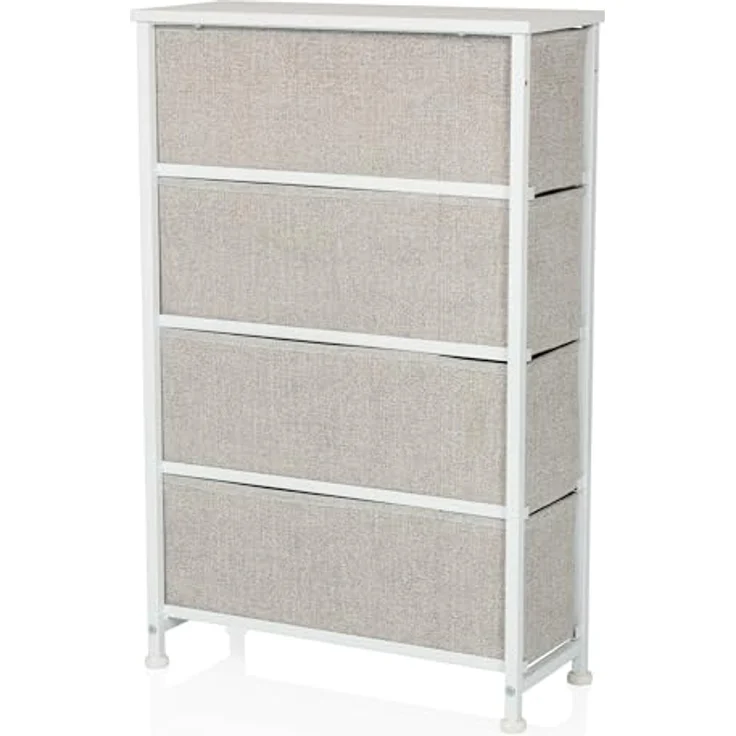 hjh LIVING Kommode mit 4 Stoffschubladen FOLDRESS S 20 x 48 x 76 cm Schubladenkommode Organizer, höhenverstellbare Fußgleiter, Metall-Gestell, Grau – Bild 10