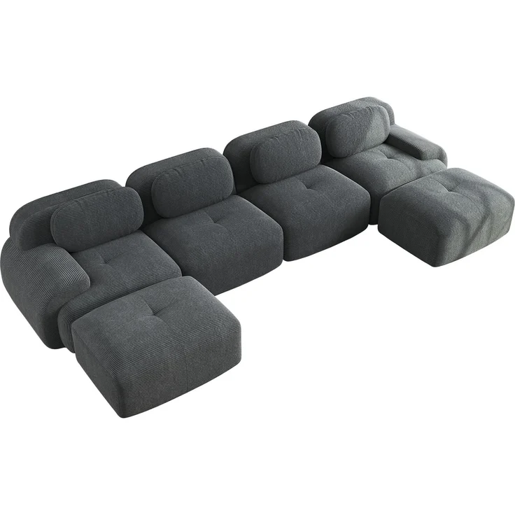 EINHOM Modulares U-Sofa ohne Montage, Rahmenloses Sofa, atmungsaktiver Cordstoff, 32D hochelastische Polsterung, extra-breite Armlehnen, haustierfreundlich und ergonomisch für Wohnzimmer und Schlafzimmer, Grey – Bild 6