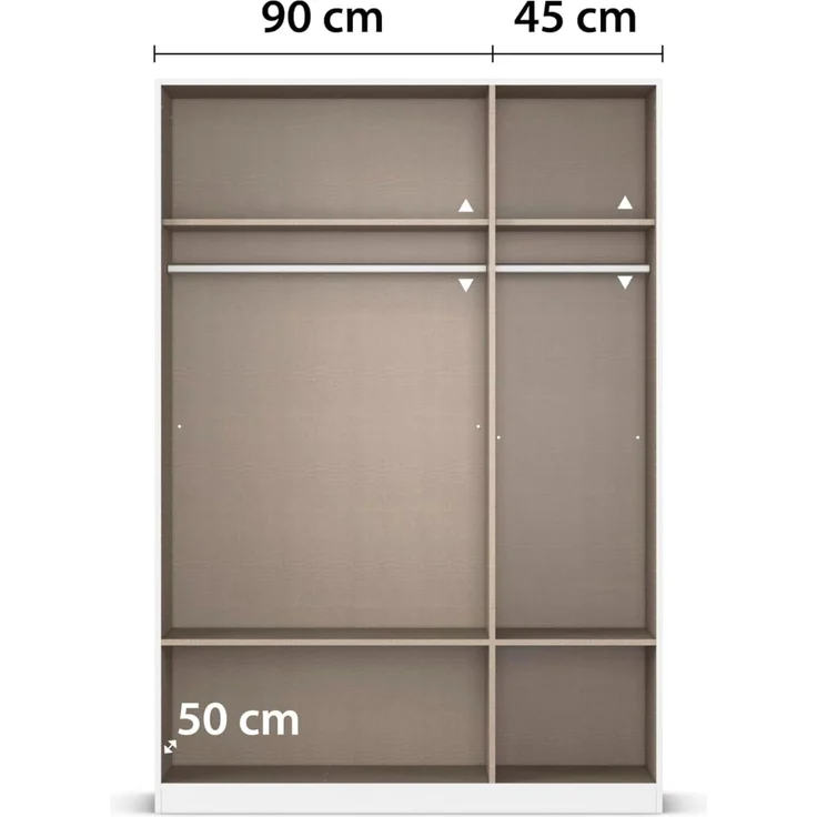 Rauch Möbel Lagoa, Kleiderschrank, Garderobe für Schlafzimmer, Kinderzimmer, Jugendzimmer 3-türig mit Spiegel, 4 Schubladen, mit Zubehör Basic, Farbe Weiß/Grau metallic, Schwarz, Breite 136 cm – Bild 8