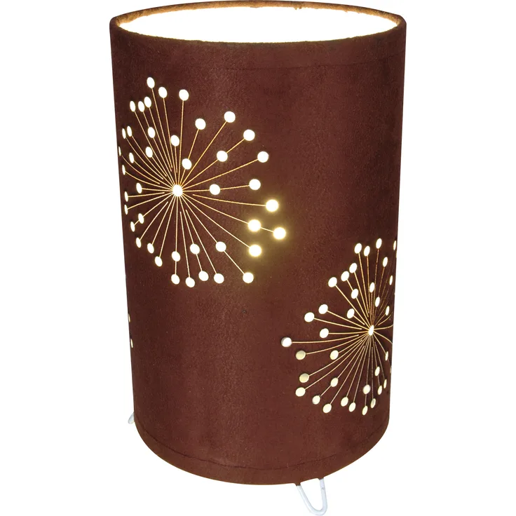 Näve AURONA 3035114 Stoff-Tischleuchte, Braun, tragbar, zylindrisch, 40 Watt, Schnurschalter