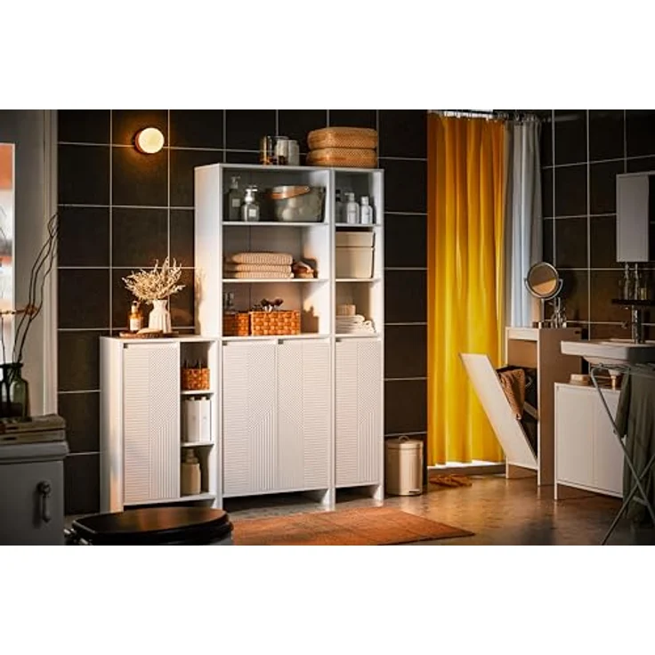 SoBuy Waschbeckenunterschrank BZR157-W, weißer Badezimmerschrank mit verstellbarem Einlegeboden und Siphonausschnitt 22x20 cm – Bild 9