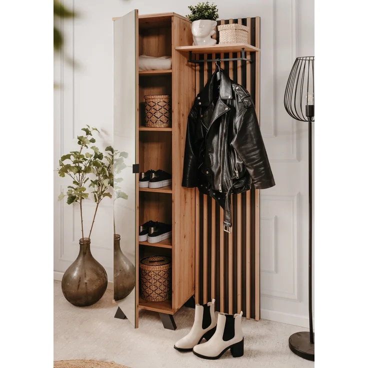 Kompaktgarderobe >Medan< in Dekor Artisan Oak / anthrazit - 80x190x37cm (BxHxT) – Bild 6