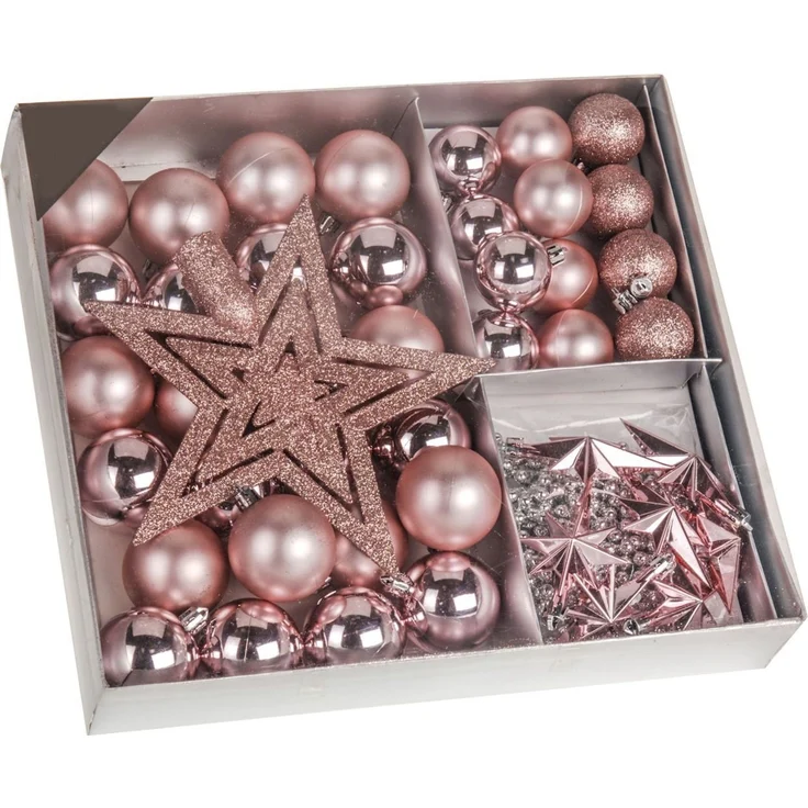 Spetebo Christbaumschmuck Christbaumschmuck 45 Teile Set - rosa (45-tlg), Shatterproof Deko Weihnachtskugeln bruchsicher - Christbaumschmuck – Bild 2